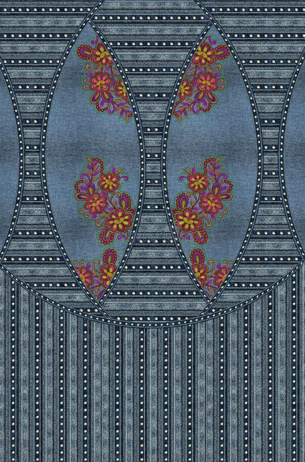 Cajg broderia kwitnie błękitną teksturę zdjęcia royalty free Cajg broderia kwitnie błękitną teksturę zdjęcia royalty free