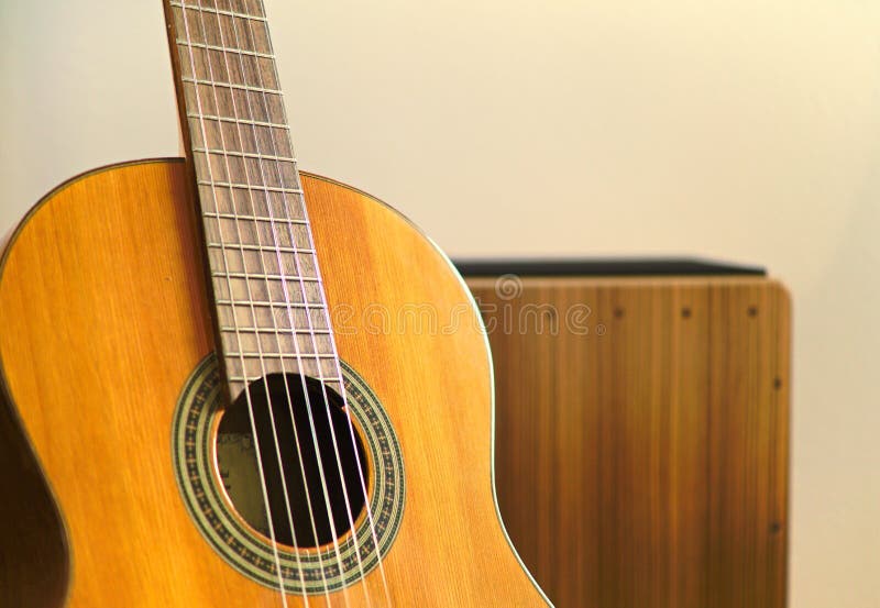 Cajon and guitar stock photo. Image of play, apricot 78193276