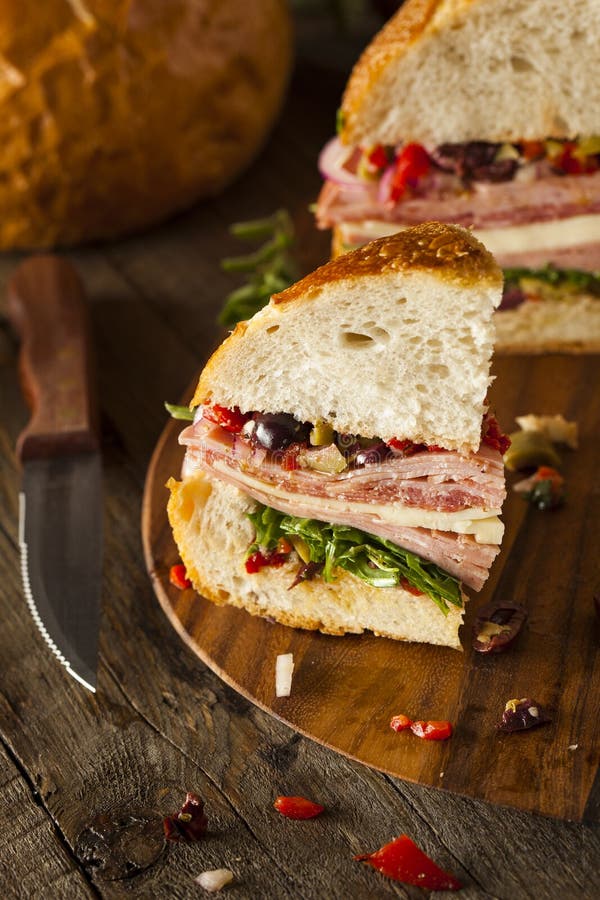 Cajun Muffaletta Sandwich with Meat and Cheese Stock Image Image of