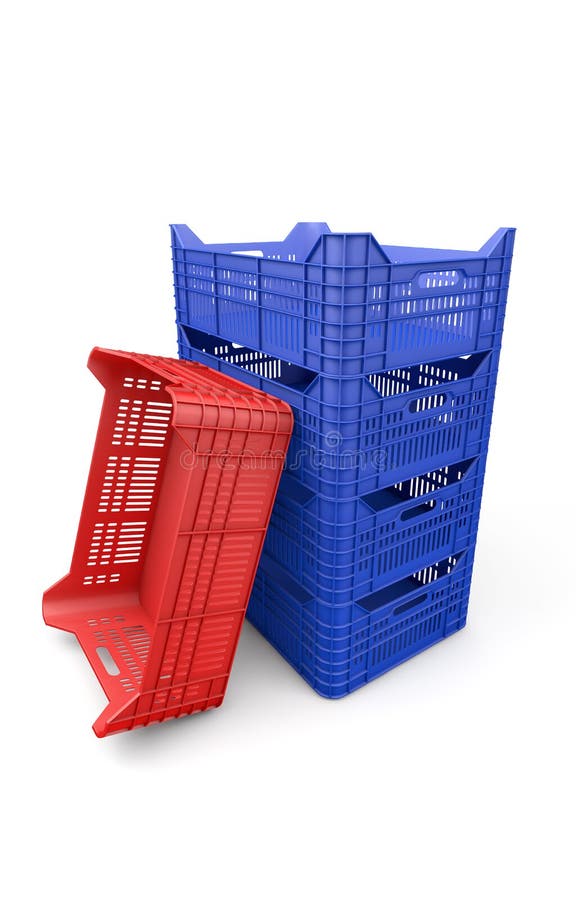 Cajón Plástico Azul Representación 3d Stock de ilustración