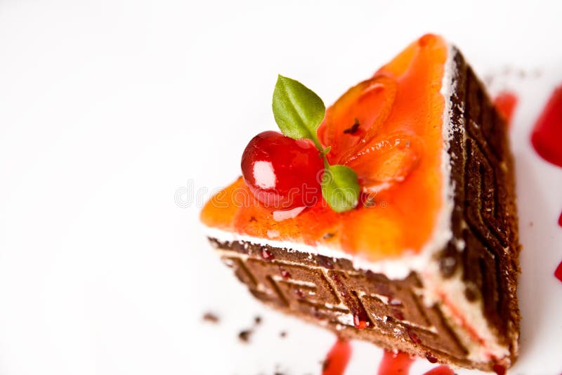 Cake on a plate on a white background. Ceram stock images, royalty-free photos and pictures