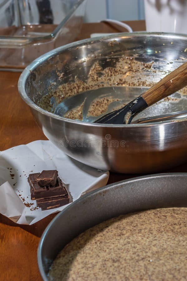 Cake Batter Poured into Springform Pan for Homemade Cake Stock Image