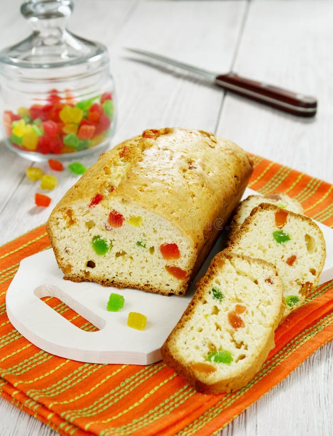 Cake with candied fruit stock photo. Image of piece, baking 29325636
