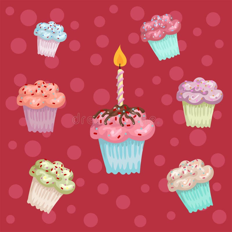 Cupcakes and Muffins. Colorful Cupcake Isolated for Food Poster