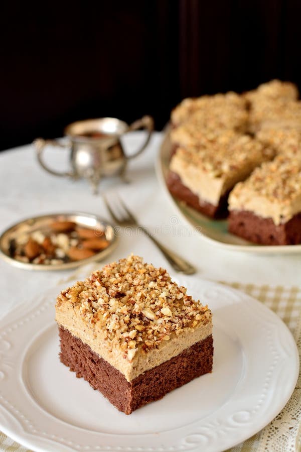 Cake with Coffee Cream and Nuts Stock Image Image of aroma, fresh
