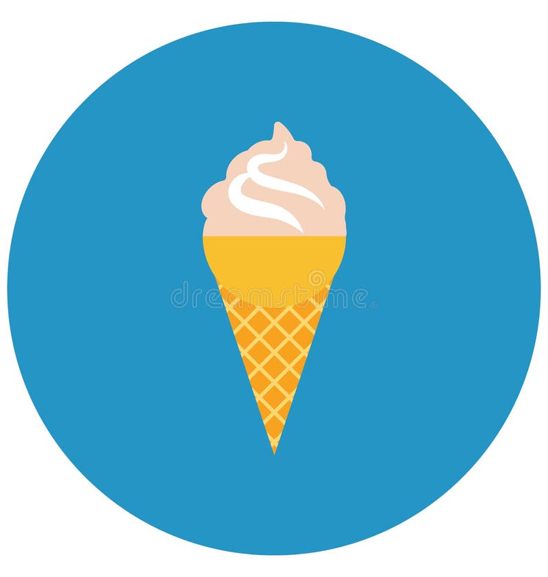 Cake Cone, Cone Isolated Color Vector Icon that Can Be Easily Modified