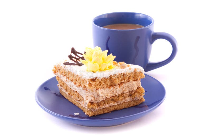 Cake and cup isolated stock image. Image of chocolate 10198997