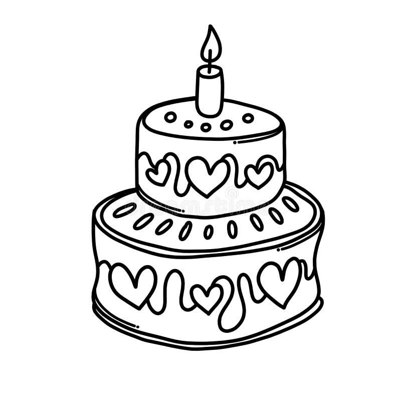 Cake Doodle Vector Icon. Drawing Sketch Illustration Hand Drawn Cartoon