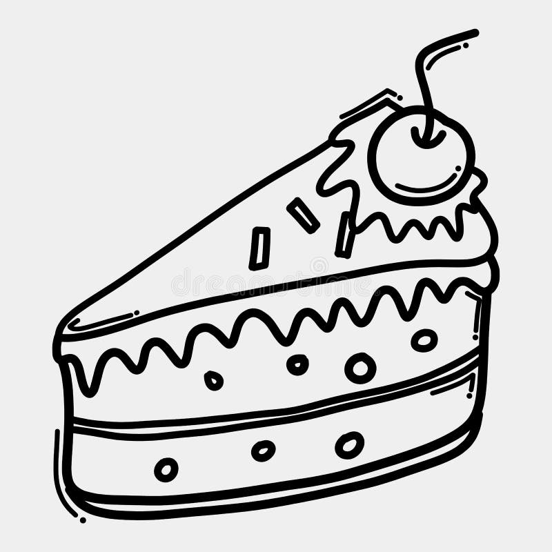 Cake Doodle Vector Icon. Drawing Sketch Illustration Hand Drawn Cartoon