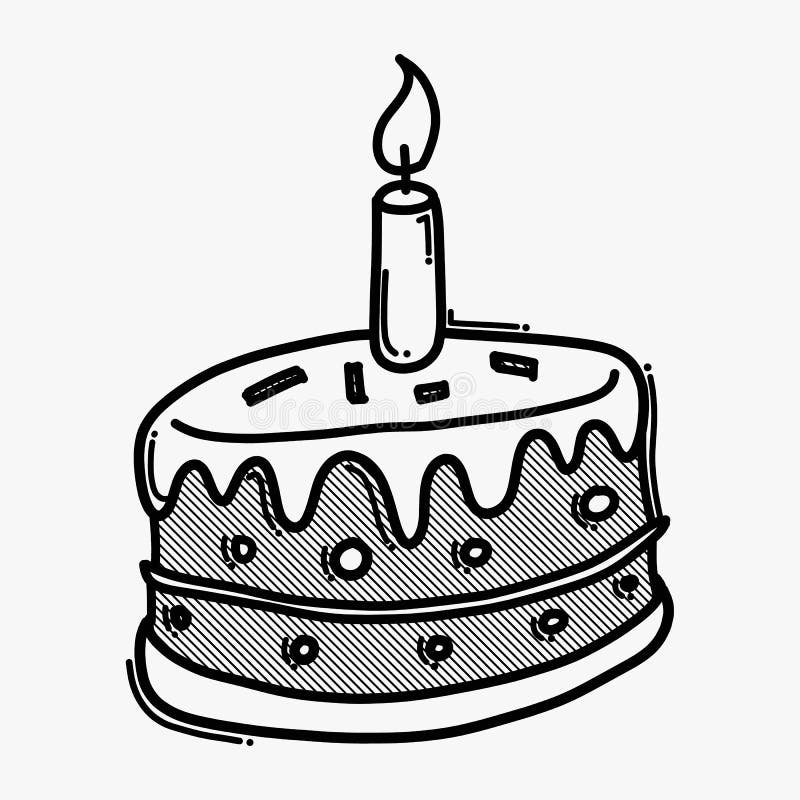 Cake Doodle Vector Icon. Drawing Sketch Illustration Hand Drawn Line