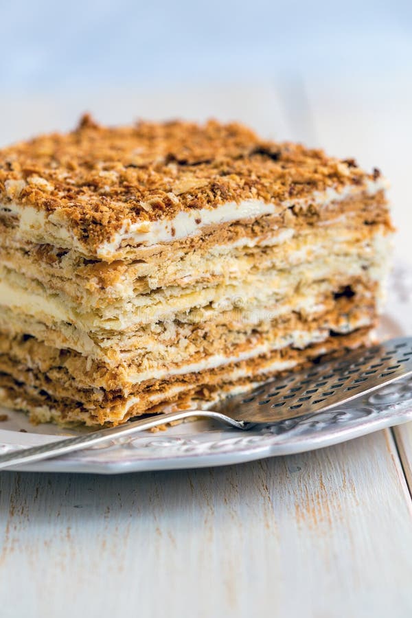 Cake from Flaky Pastry with Custard. Stock Photo - Image of elegance ...