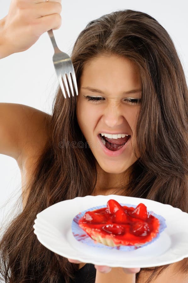 Cake and the girl series stock photo. Image of enjoyment 16337666
