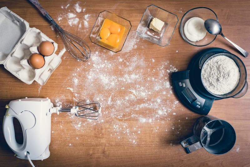 Cake Ingredients on the Table Stock Image Image of rural, ingredients