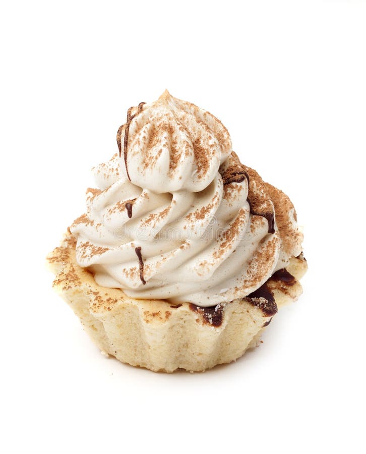 Cake met witte room, bestrooide chocolade. royalty-vrije stock foto