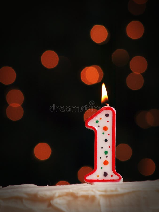 Cake with number 1 candle stock image. Image of life 107977229