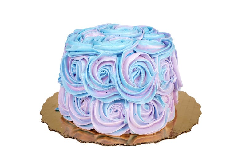Cake with Pastel Swirls Frosting, Isolated Stock Image Image of