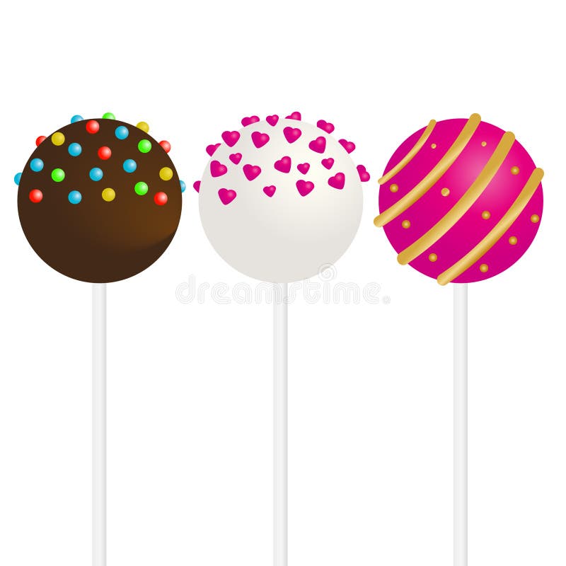 Cake Pops Icons Set Flat Vector. Bar Dessert Stock Vector ...