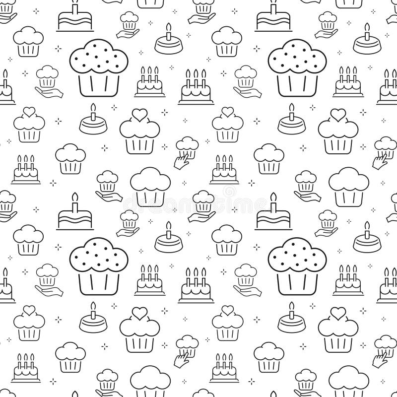 Cake Seamless Pattern with Icons. Stock Vector - Illustration of wallpaper,  vector: 142747309