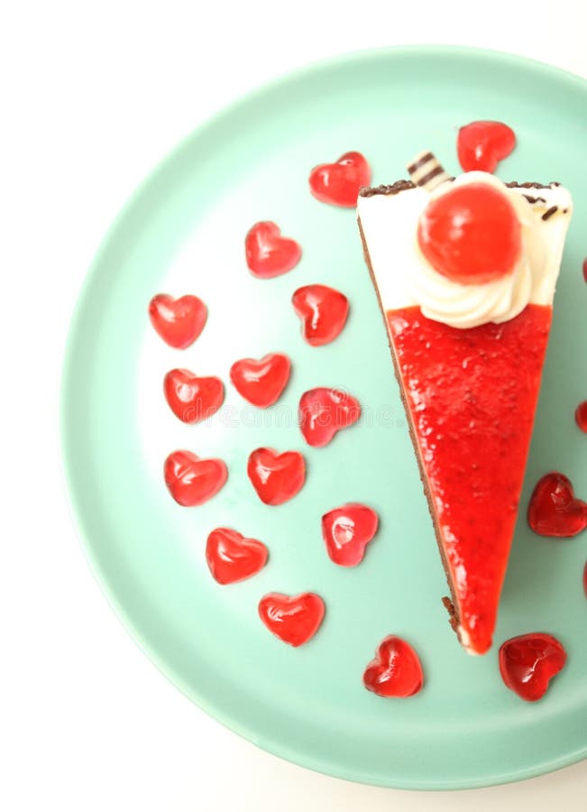 Cake strawbreey and jelly red heart