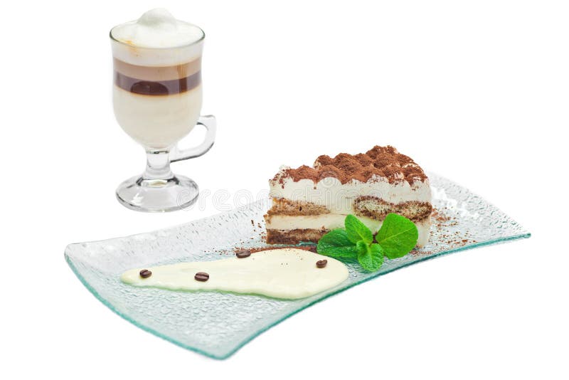 Cake tiramisu and cup of coffee