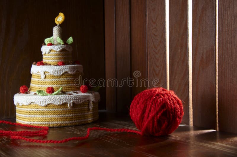 Cake of yarn stock photo. Image of birthday, tasty, tradition 11468626