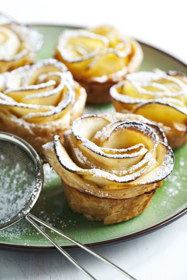 Cakes Apple Roses Made from Puff Pastry with Apple Stock Photo Image