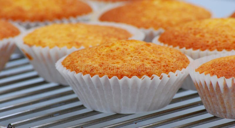 Cakes cooling on a wire rack