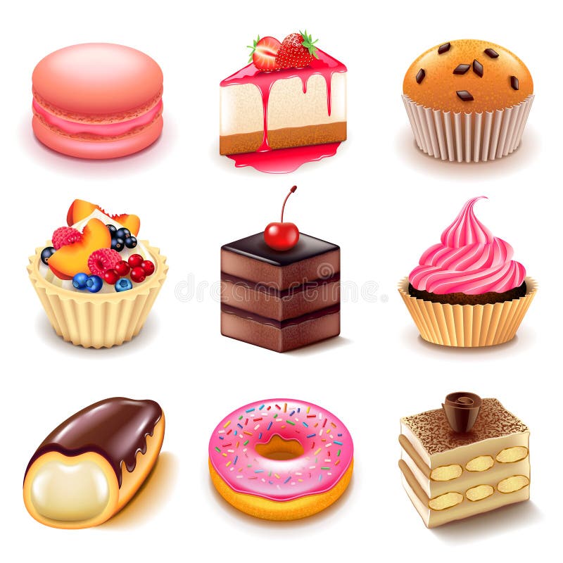 Cakes icons vector set