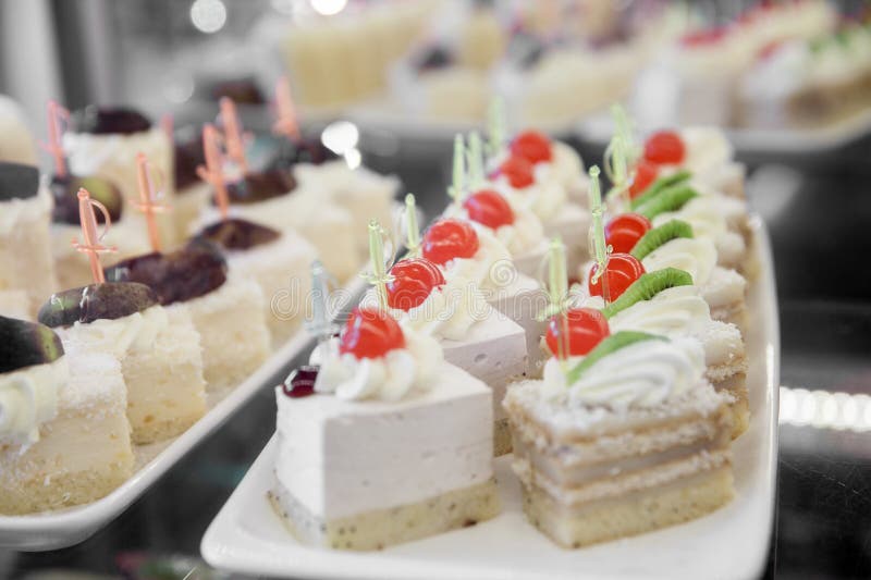 Cakes on a Showcase in a Restaurant Stock Image Image of eatery