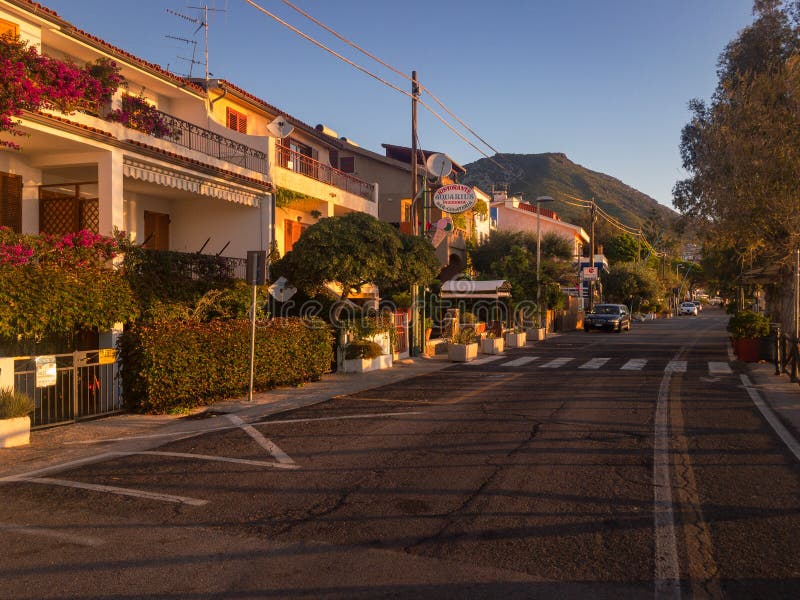 Seaside road Cala Gonone at sunrise royalty free stock image Seaside road Cala Gonone at sunrise royalty free stock image
