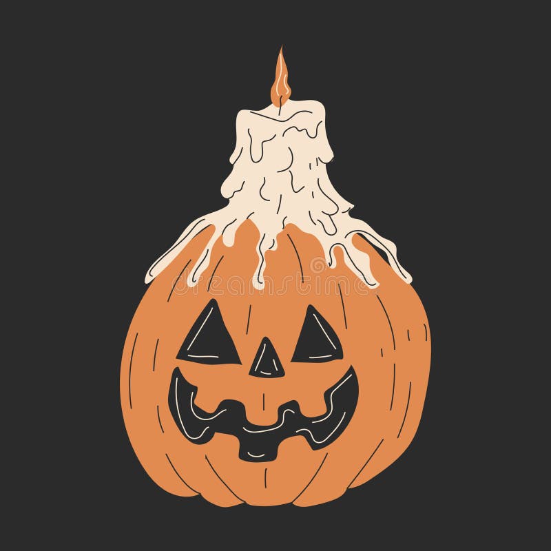 Calabaza De Halloween Con Velas. Vector En Estilo De Dibujos Animados.  Ilustración del Vector - Ilustración de arte, elemento: 257002402