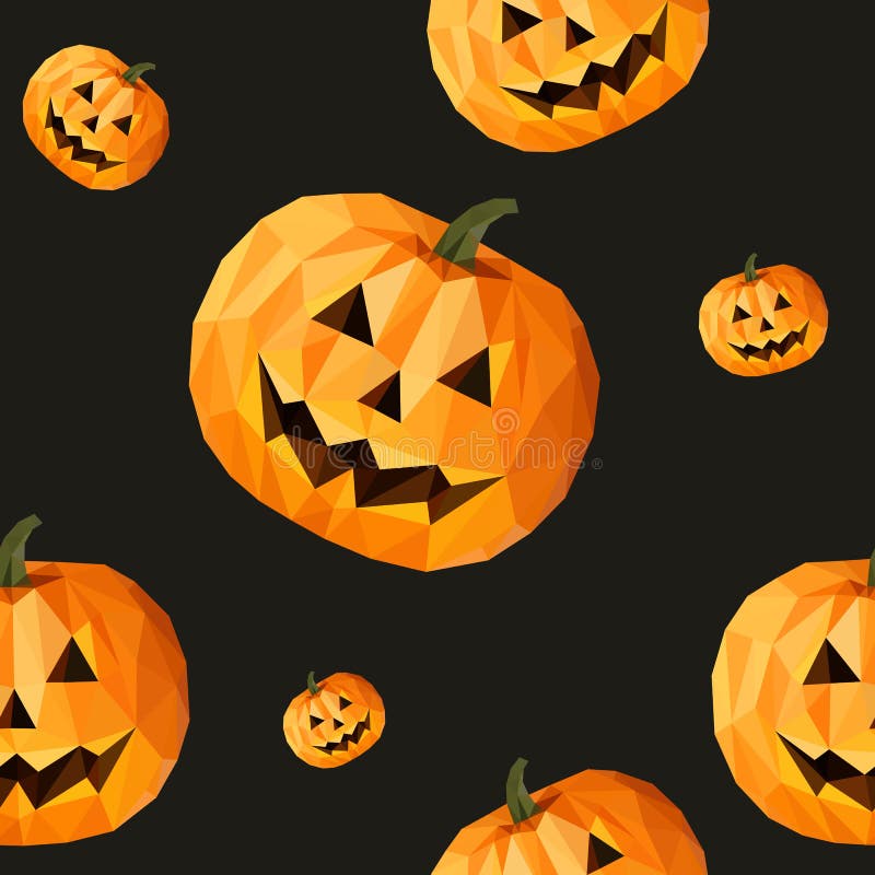 Calabaza polivinílica baja del modelo del polígono para la textura inconsútil de Halloween ilustración del vector Calabaza polivinílica baja del modelo del polígono para la textura inconsútil de Halloween ilustración del vector
