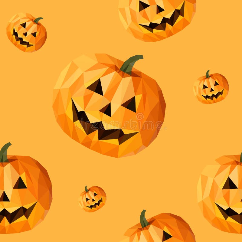 Calabaza polivinílica baja del modelo del polígono para la textura inconsútil de Halloween ilustración del vector Calabaza polivinílica baja del modelo del polígono para la textura inconsútil de Halloween ilustración del vector