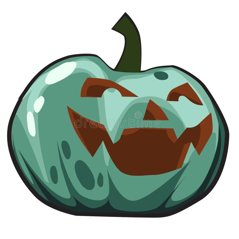 Calabaza verde con los ojos y la boca tallados, Jack-o-linternas Cualidad del día de fiesta de Halloween Bosquejo para el día de