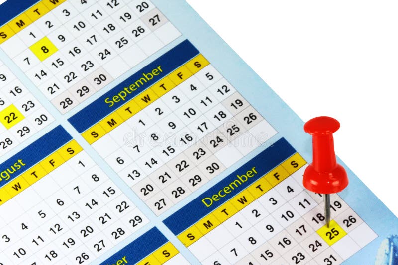 One page Calendar on a white background