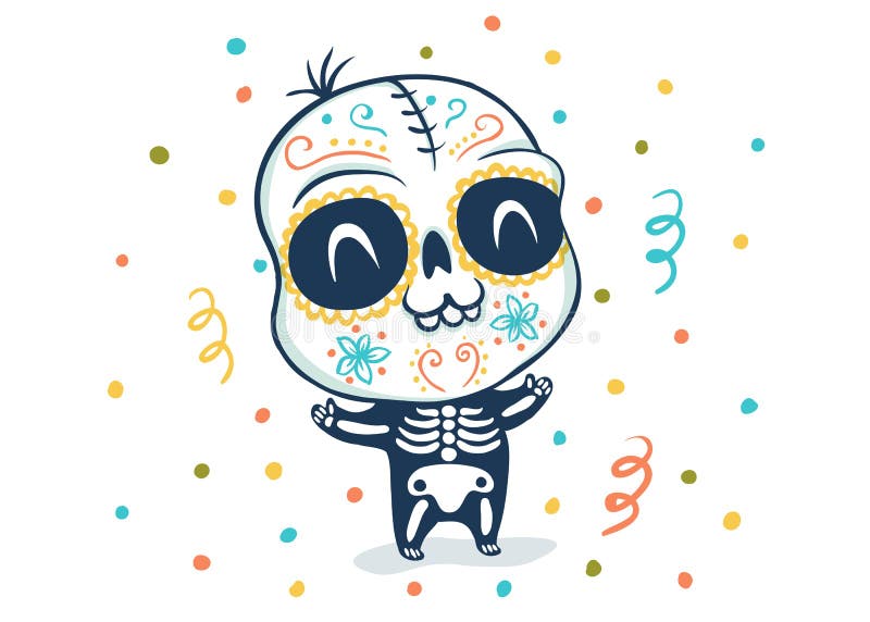 Calavera Del Día De Los Muertos Ilustración del Vector - Ilustración de  cartel, horror: 161798373