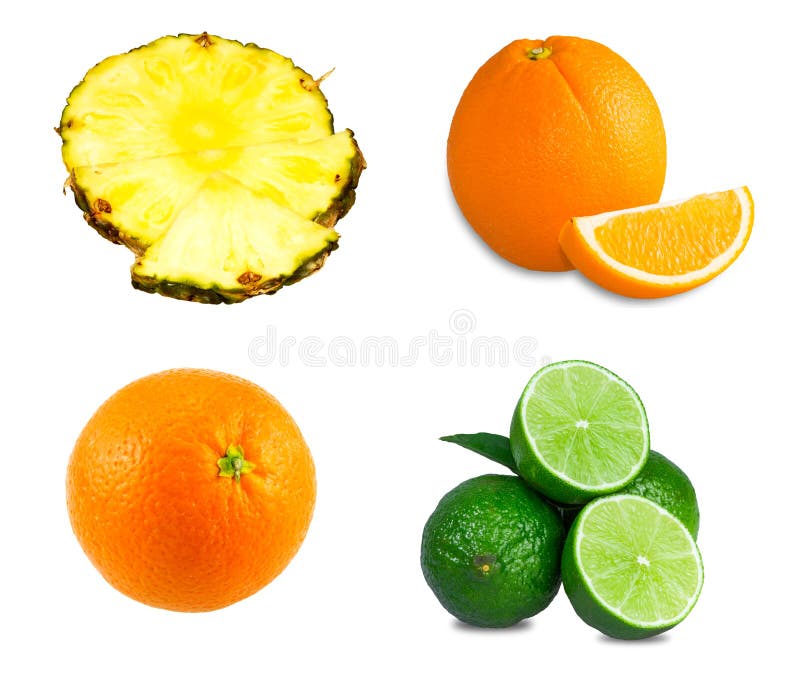 Calce fresche, arancia affettata, fette succose dell'ananas immagini stock Calce fresche, arancia affettata, fette succose dell'ananas immagini stock