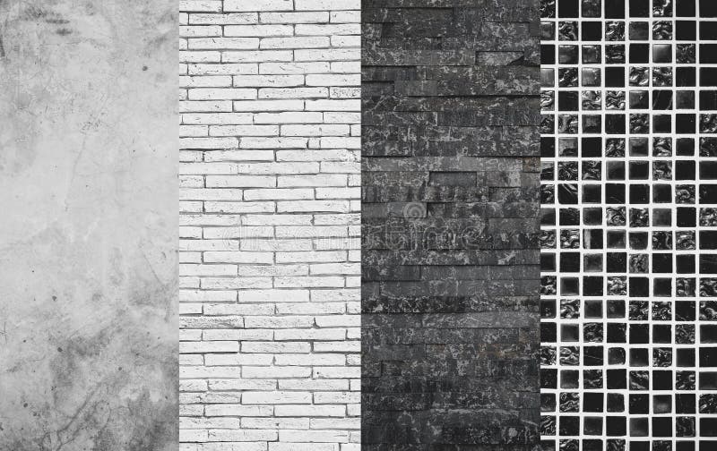 Calcestruzzo, mattoni, selezione di pietra di scelte materiali dell'ardesia e delle tessere struttura, della parete e del pavimen immagine stock Calcestruzzo, mattoni, selezione di pietra di scelte materiali dell'ardesia e delle tessere struttura, della parete e del pavimen immagine stock