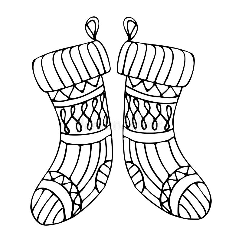 Calcetín De Navidad Con Prenda De Vestir De Doodle. Ilustración del Vector  - Ilustración de acogedor, imagen: 232886176