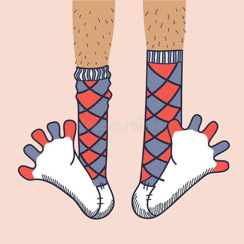 Calcetines En Piernas De Hombre. Ilustración De Línea Dibujada a Mano  Vectorial. Piernas De Dibujos Animados Con Medias De Colores Ilustración  del Vector - Ilustración de hombre, mano: 258024818