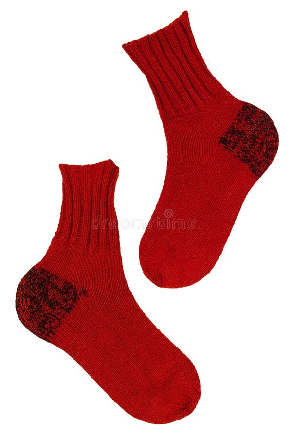 Calcetines Rojos Hechos Punto Foto de archivo - Imagen de primer, calcetines:  66118640
