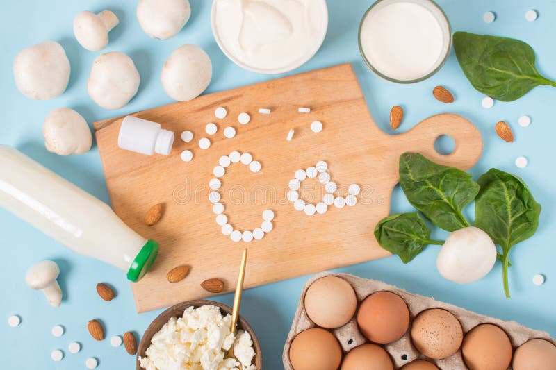 Calcium. Set of Food Products with Calcium Stock Photo Image of drink