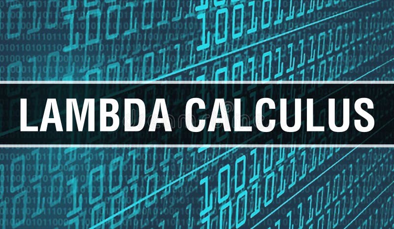 Calcul Lambda avec fond numérique de code binaire Contexte abstrait avec le code du programme et le calcul Lambda images stock