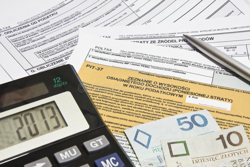 Calculating Taxes In Poland Stock Photo Image of cash, insurance