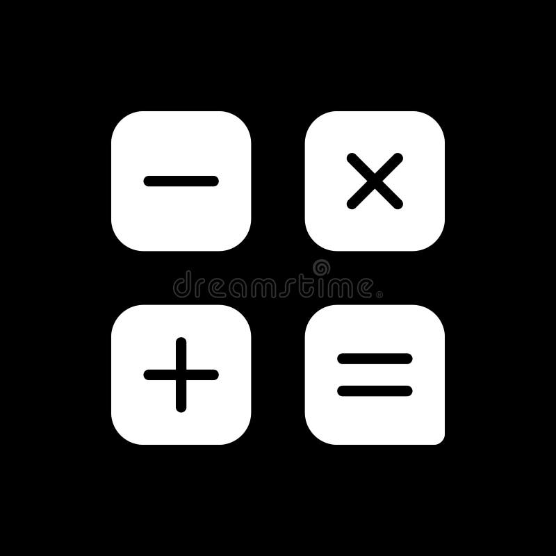 Calculator App Dark Mode Glyph Icon Stock Vector Illustration of