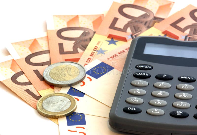Calculator and euro banknotes