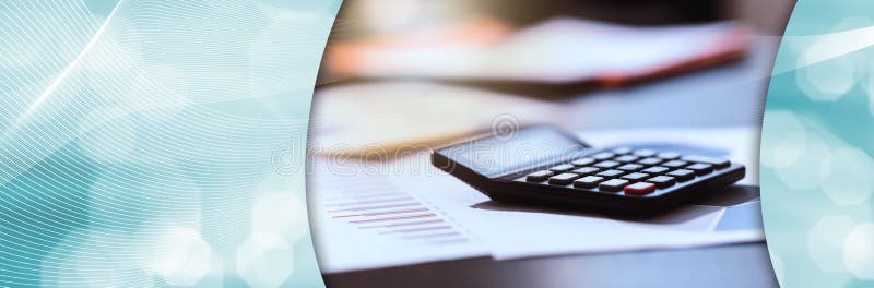 Calculator and financial documents; panoramic banner royalty free stock photography Calculator and financial documents; panoramic banner royalty free stock photography