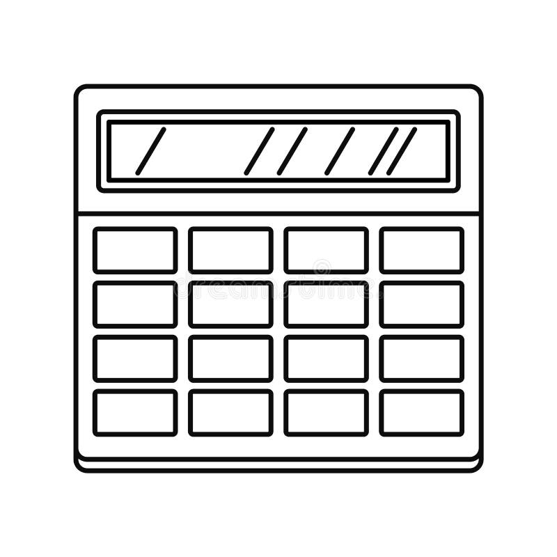 Calculator Icon, Outline Style Stock Vector Illustration of object