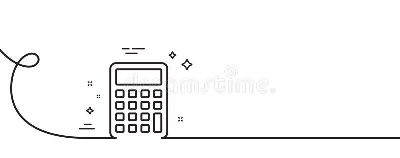 Calculator Line Icon. Accounting Sign. Continuous Line with Curl