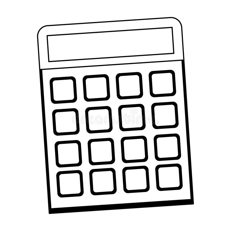 Calculator Math Device Cartoon in Black and White Stock Vector -  Illustration of isolated, math: 145158749